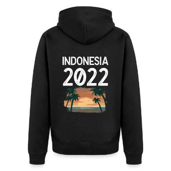 Indonesia 2022 - Unisex Premium Bio Zip Hoodie - Schwarz - Hinten - Nico (187cm)