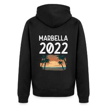 Marbella 2022 - Unisex Premium Bio Zip Hoodie - Schwarz - Hinten - Nico (187cm)