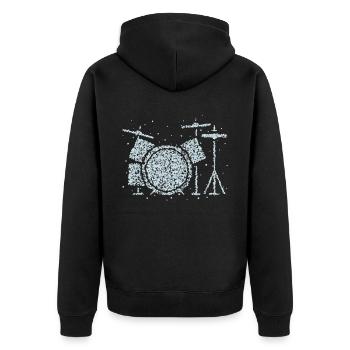 Schlagzeug Drumset Trommler Trommeln Geschenk - Unisex Premium Bio Zip Hoodie - Schwarz - Hinten - Nico (187cm)