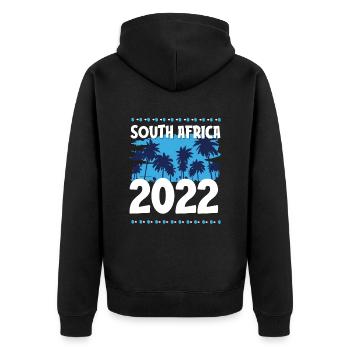 South Africa 2022 - Unisex Premium Bio Zip Hoodie - Schwarz - Hinten - Nico (187cm)