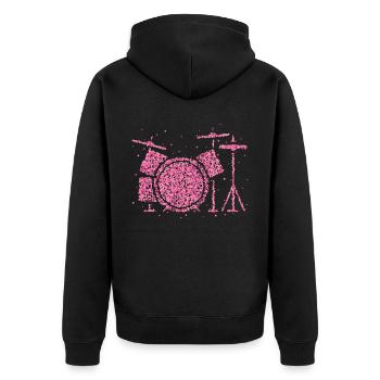 Schlagzeugerin Drummer Queen Schlagzeug - Unisex Premium Bio Zip Hoodie - Schwarz - Hinten - Nico (187cm)