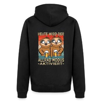 Bierspruch - Bierliebhaber - Faultier Spruch - Unisex Premium Bio Zip Hoodie - Schwarz - Hinten - Nico (187cm)