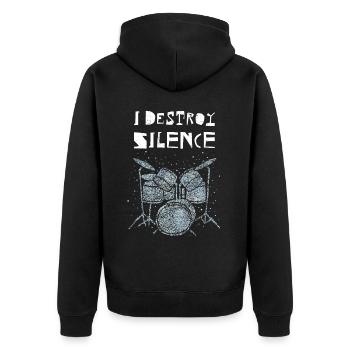 I Destroy Silence Drummer Drumset - Unisex Premium Organic Zip Hoodie - black - Back - Nico (187cm)