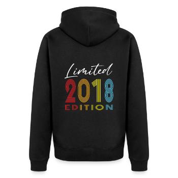 Limited Edition 2018 - Unisex Premium Bio Zip Hoodie - Schwarz - Hinten - Nico (187cm)