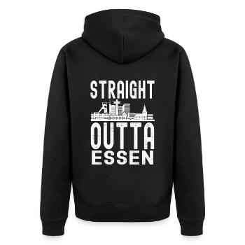 Essen Nordrhein Westfalen Stadt Skyline - Unisex Premium Bio Zip Hoodie - Schwarz - Hinten - Nico (187cm)