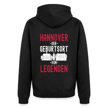 Freiburg Bayern Skyline - Unisex Premium Bio Zip Hoodie - Schwarz - Hinten - Nico (187cm)