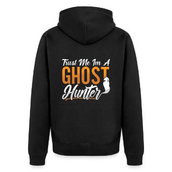 Gruselig Horror Geisterjäger Geisterjagd Geschenk - Unisex Premium Bio Zip Hoodie - Schwarz - Hinten - Nico (187cm)