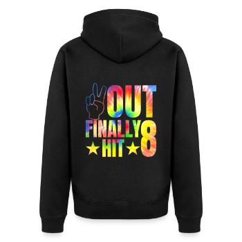 8. Geburtstagsfeier Des 8-jährigen Zelebranten - Unisex Premium Bio Zip Hoodie - Schwarz - Hinten - Nico (187cm)