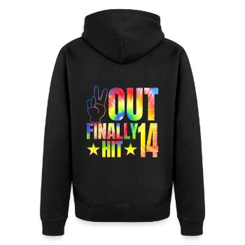 Enfin frappé le célébrant de 14 ans 14. - Veste à capuche bio Premium Unisexe - noir - Dos - Nico (187cm)