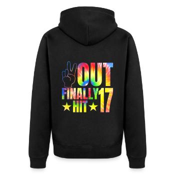 Finally hit 17 years old Promirant 17. - Unisex Premium Organic Zip Hoodie - black - Back - Nico (187cm)