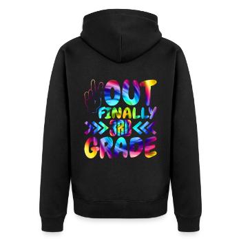 Aus Endlich 3. Klasse Klasse Grundschulschüler - Unisex Premium Bio Zip Hoodie - Schwarz - Hinten - Nico (187cm)
