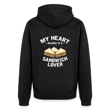 Mon cœur appartient au cadeau de l’amateur de sandwich - Veste à capuche bio Premium Unisexe - noir - Dos - Nico (187cm)