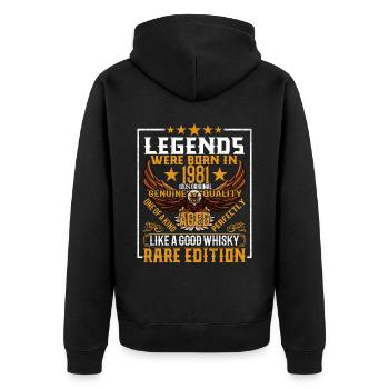 Legends were born in 1981, aged like whiskey - Unisex Premium Organic Zip Hoodie - black - Back - Nico (187cm)