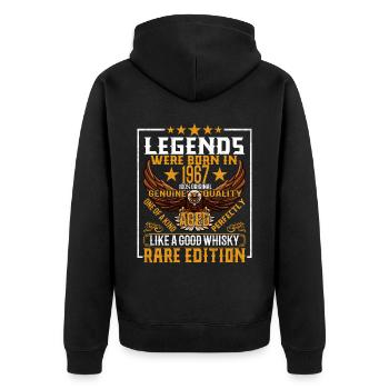 Legenden Wurden 1967 Geboren, Gealtert Wie Whisky - Unisex Premium Bio Zip Hoodie - Schwarz - Hinten - Nico (187cm)