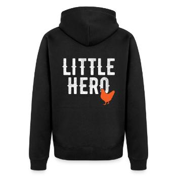 Little Hero - Sweet Animal Chicken - Unisex Premium Organic Zip Hoodie - black - Back - Nico (187cm)