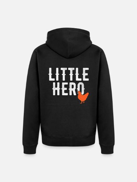 Kleiner Held - Süßes Tierhuhn - Unisex Premium Bio Zip Hoodie - Schwarz