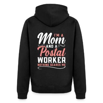 Ich bin eine Mutter und ein Postangestellter Nicht - Unisex Premium Bio Zip Hoodie - Schwarz - Hinten - Nico (187cm)