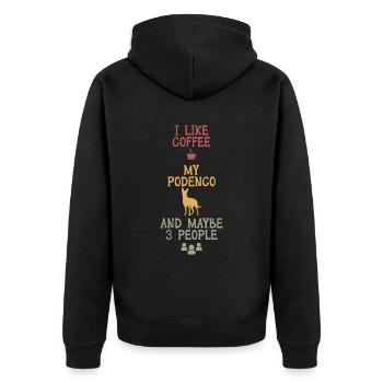 I like coffee my podenco and maybe 3 people - Unisex Premium Bio Zip Hoodie - Schwarz - Hinten - Nico (187cm)
