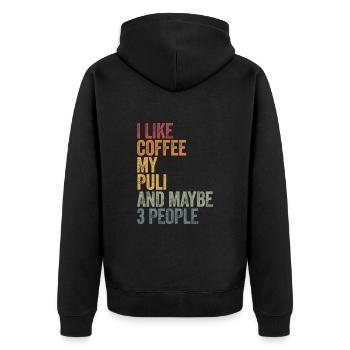 J’aime le café mon Puli et peut-être 3 personnes - Veste à capuche bio Premium Unisexe - noir - Dos - Nico (187cm)