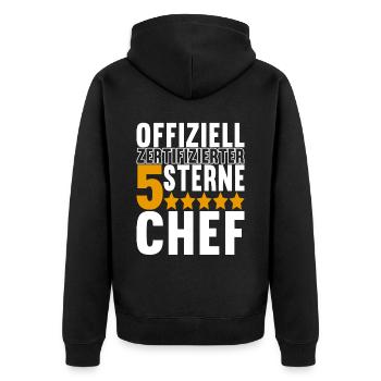 Abteilungsleiter Chef - Unisex Premium Bio Zip Hoodie - Schwarz - Hinten - Nico (187cm)