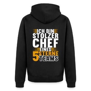 Abteilungsleiter Chef - Unisex Premium Bio Zip Hoodie - Schwarz - Hinten - Nico (187cm)