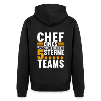 Abteilungsleiter Chef - Unisex Premium Bio Zip Hoodie - Schwarz - Hinten - Nico (187cm)