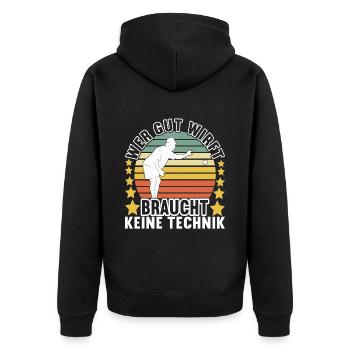 Boule Petanque - Unisex Premium Bio Zip Hoodie - Schwarz - Hinten - Nico (187cm)