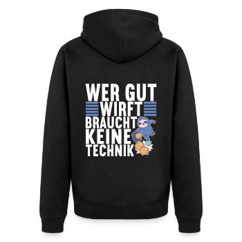 Boule Petanque - Unisex Premium Bio Zip Hoodie - Schwarz - Hinten - Nico (187cm)