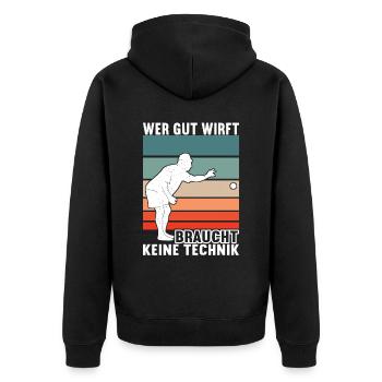 Boule Petanque - Unisex Premium Bio Zip Hoodie - Schwarz - Hinten - Nico (187cm)