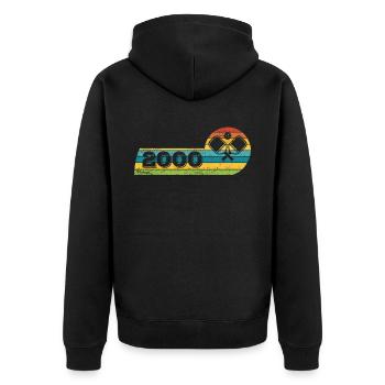 Pickleball-Spieler Jahrgang 2000 Geburtstag Game - Unisex Premium Bio Zip Hoodie - Schwarz - Hinten - Nico (187cm)