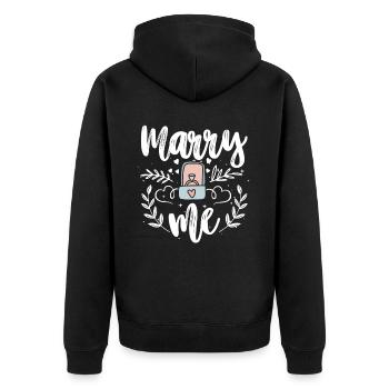 Marry me Demande en mariage Fiançailles - Veste à capuche bio Premium Unisexe - noir - Dos - Nico (187cm)