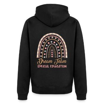 Dream Team Special Education Design Für Sped - Unisex Premium Bio Zip Hoodie - Schwarz - Hinten - Nico (187cm)