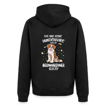 Keine Hundehaare das ist Bernhardiner Glitzer Hund - Unisex Premium Bio Zip Hoodie - Schwarz - Hinten - Nico (187cm)