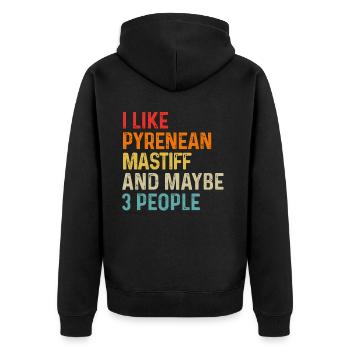 Ich mag Pyrenäen-Mastiff und vielleicht 3 Personen Hund - Unisex Premium Bio Zip Hoodie - Schwarz - Hinten - Nico (187cm)