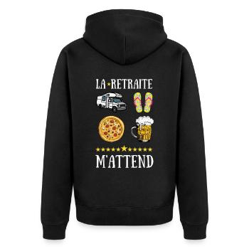 La retraite m attend bière caravane pizza tongs - Veste à capuche bio Premium Unisexe - noir - Dos - Nico (187cm)