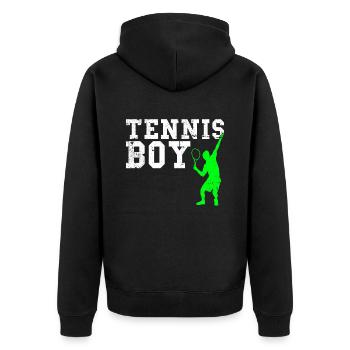 Tennis boy - Unisex Premium Bio Zip Hoodie - Schwarz - Hinten - Nico (187cm)