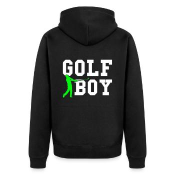 golf boy - Unisex Premium Bio Zip Hoodie - Schwarz - Hinten - Nico (187cm)