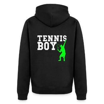 Tennis boy - Unisex Premium Bio Zip Hoodie - Schwarz - Hinten - Nico (187cm)