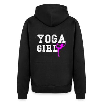 Yoga girl - Unisex Premium Bio Zip Hoodie - Schwarz - Hinten - Nico (187cm)