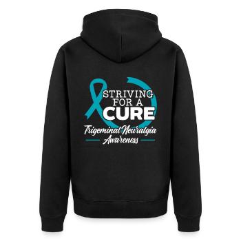 Striving For A Cure Trigeminal Neuralgia Awareness - Unisex Premium Organic Zip Hoodie - black - Back - Nico (187cm)