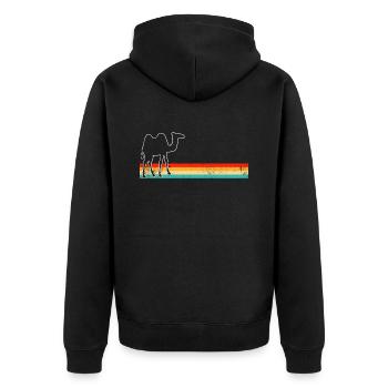 Camel Retro - Unisex Premium Organic Zip Hoodie - black - Back - Nico (187cm)
