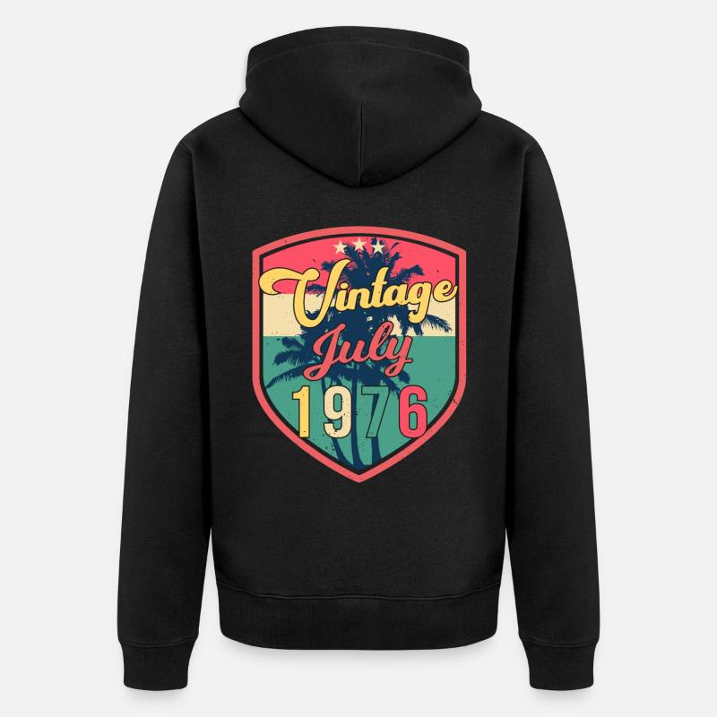 Né en juillet 1976 - Veste à capuche bio Premium Unisexe - noir