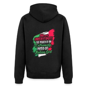 Lustiges italienisches Mädchen Italienerin - Unisex Premium Bio Zip Hoodie - Schwarz - Hinten - Nico (187cm)