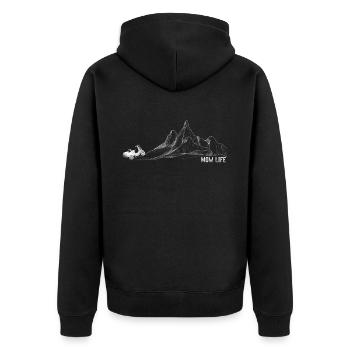 Lawn Mower Mowing Dad Father - Unisex Premium Bio Zip Hoodie - Schwarz - Hinten - Nico (187cm)
