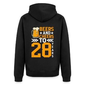 Prost Und Bier Auf 28 Jahre Frothy Mug Of Beer - Unisex Premium Bio Zip Hoodie - Schwarz - Hinten - Nico (187cm)