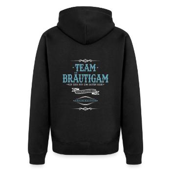 Team Bräutigam JGA Abschiedstour Feiern Party 5 - Unisex Premium Bio Zip Hoodie - Schwarz - Hinten - Nico (187cm)
