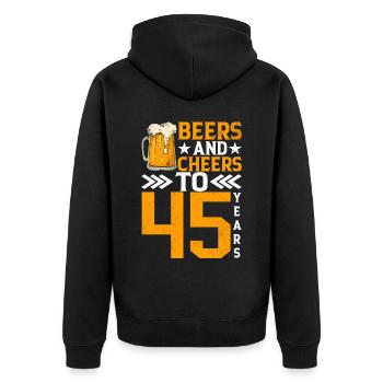 Prost Und Bier Auf 45 Jahre Frothy Mug Of Beer - Unisex Premium Bio Zip Hoodie - Schwarz - Hinten - Nico (187cm)