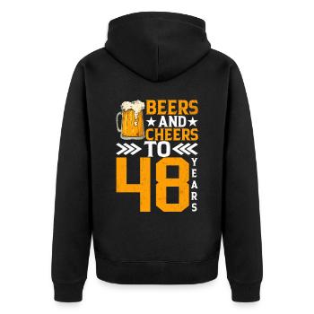 Prost Und Bier Auf 48 Jahre Frothy Mug Of Beer - Unisex Premium Bio Zip Hoodie - Schwarz - Hinten - Nico (187cm)