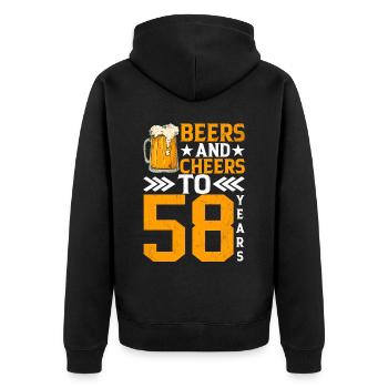 Acclamations et bière à 58 ans chope de bière mousseuse - Veste à capuche bio Premium Unisexe - noir - Dos - Nico (187cm)