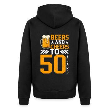 Prost Und Bier Auf 50 Jahre Frothy Mug Of Beer - Unisex Premium Bio Zip Hoodie - Schwarz - Hinten - Nico (187cm)